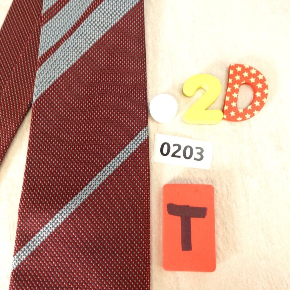 TAKASHIMAYA Men's Red Wine Light Blue Striped Neck Tie Business Classic Textured - Picture 12 of 13